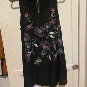Embroiled Black Mini Dress